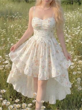 Ivory Floral Tiered Corset Sundress